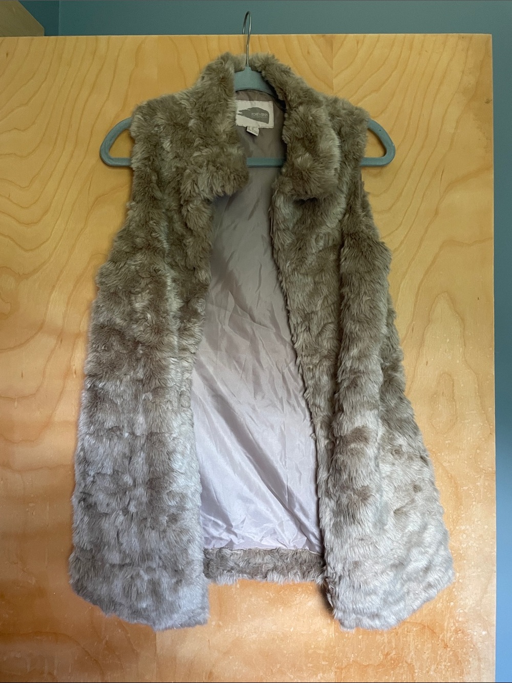 Fuzzy Taupe Faux Fur Vest - forever 21